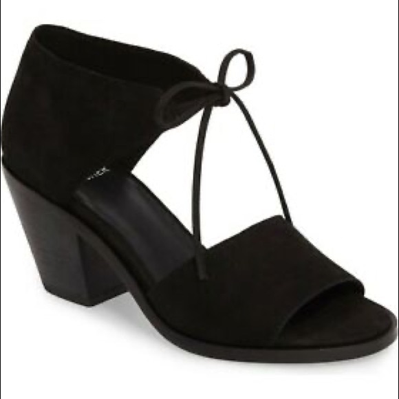 EILEEN FISHER Ann Ankle Tie Sandal black leather stacked block heel 9 1/2 - Picture 11 of 11